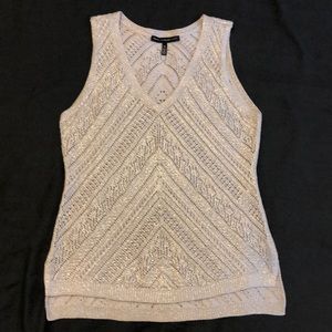 White House Black Market Size M ,Grey Silver Metallic Knit Sweater Vest E1450